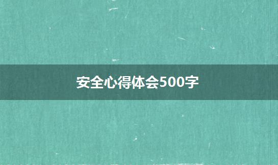 安全心得体会500字