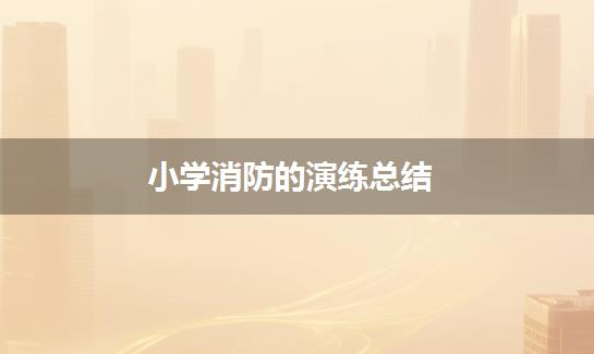 小学消防的演练总结