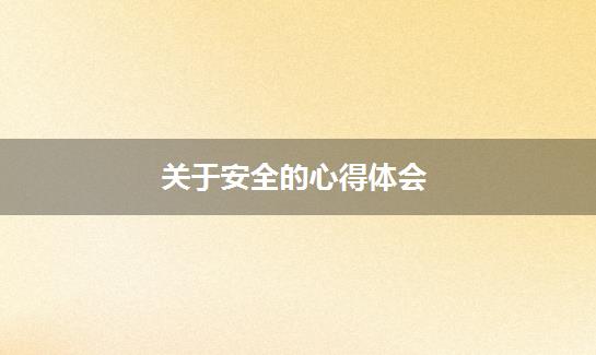 关于安全的心得体会