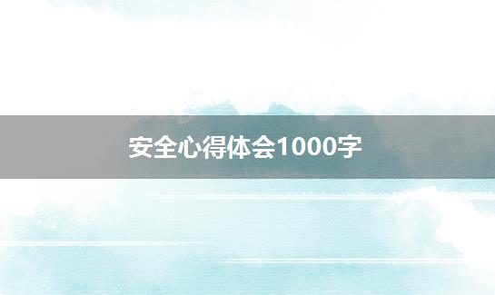 安全心得体会1000字