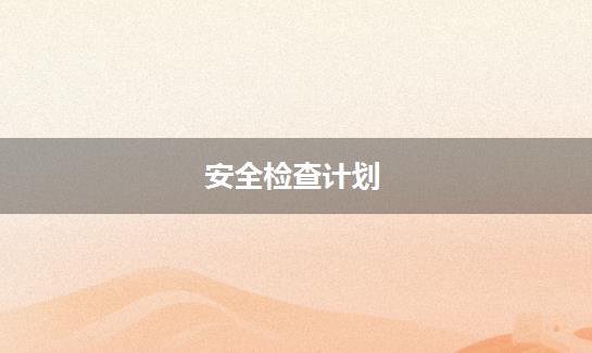 安全检查计划