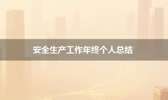 安全生产工作年终个人总结