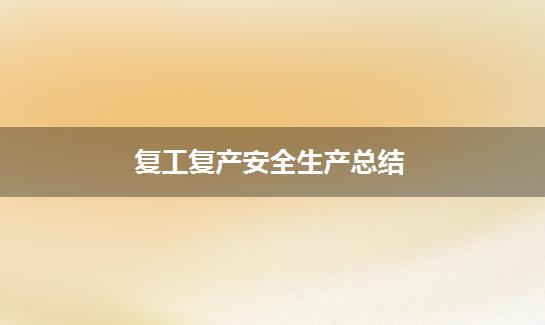 复工复产安全生产总结