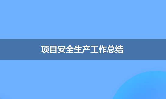 项目安全生产工作总结