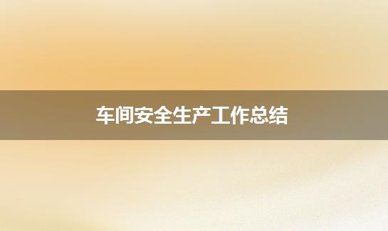 车间安全生产工作总结