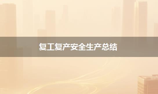 复工复产安全生产总结