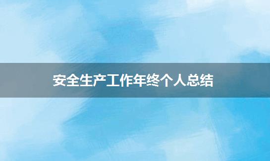 安全生产工作年终个人总结