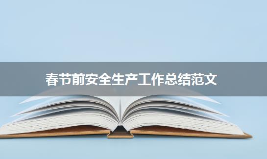 春节前安全生产工作总结范文