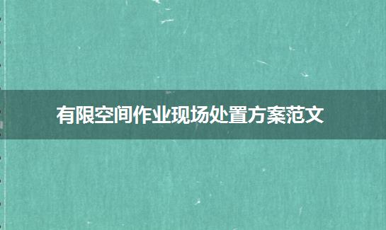 有限空间作业现场处置方案范文