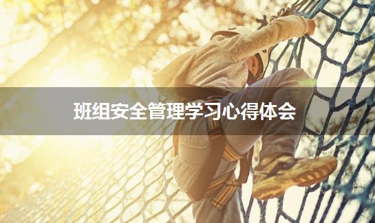 班组安全管理学习心得体会