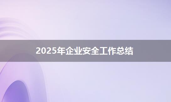 2025年企业安全工作总结