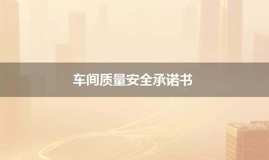 车间质量安全承诺书