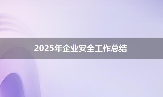 2025年企业安全工作总结