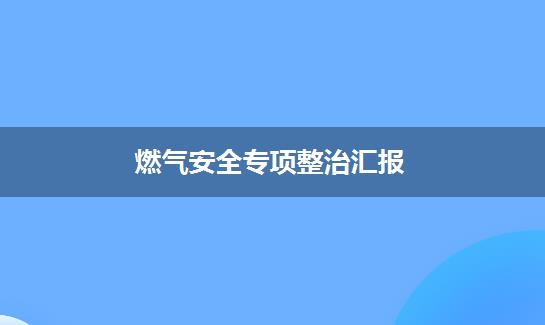 燃气安全专项整治汇报
