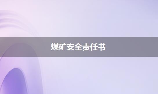 煤矿安全责任书