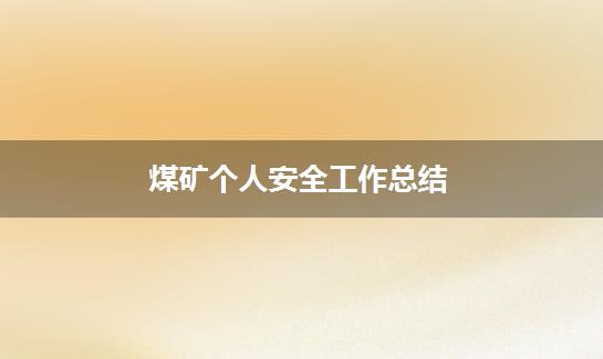 煤矿个人安全工作总结