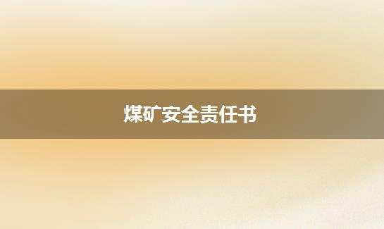 煤矿安全责任书