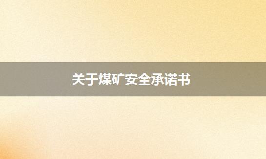 关于煤矿安全承诺书