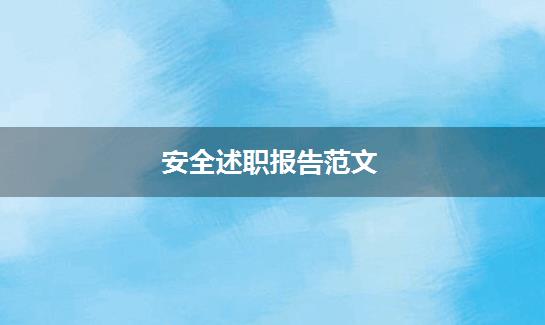 安全述职报告范文