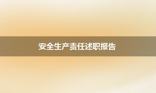 安全生产责任述职报告