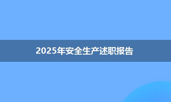 2025年安全生产述职报告