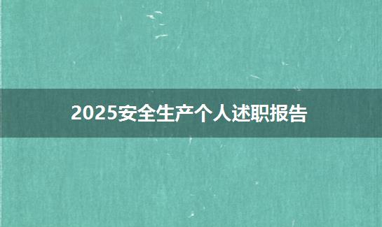 2025安全生产个人述职报告