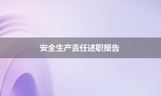 安全生产责任述职报告