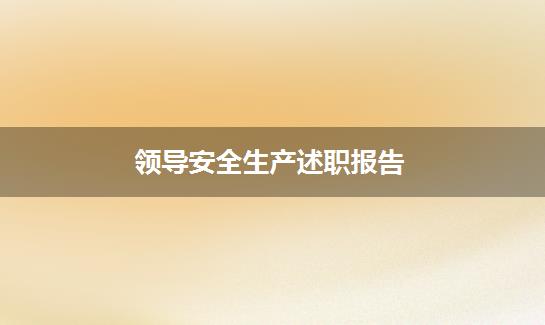 领导安全生产述职报告