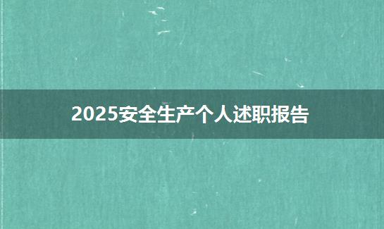 2025安全生产个人述职报告