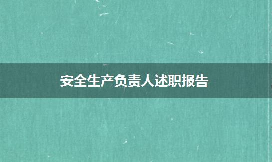 安全生产负责人述职报告