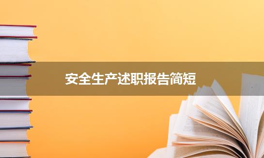 安全生产述职报告简短