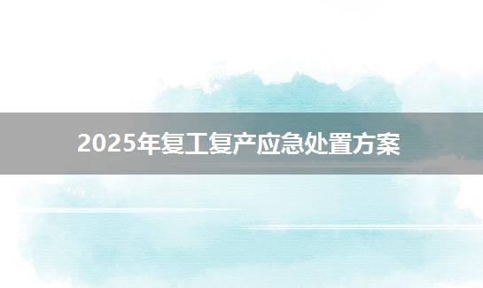 2025年复工复产应急处置方案