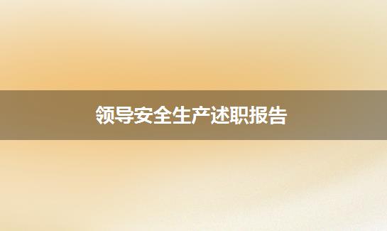 领导安全生产述职报告