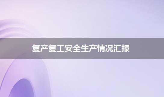 复产复工安全生产情况汇报
