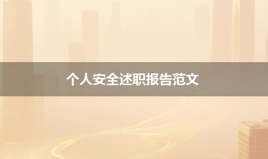 个人安全述职报告范文